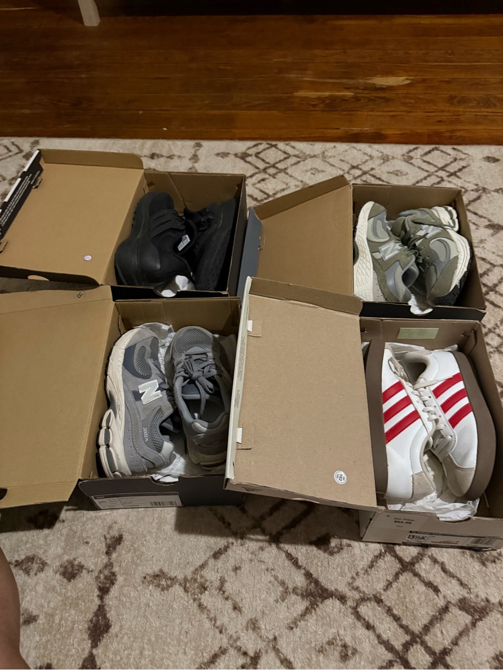 New Balance Kids Gray and Olive Sneakers - Casual Athletic Pair (4 pairs)